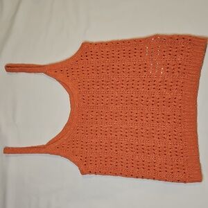Boho Crochet Tank Orange/coral XXS  100% Cotton
